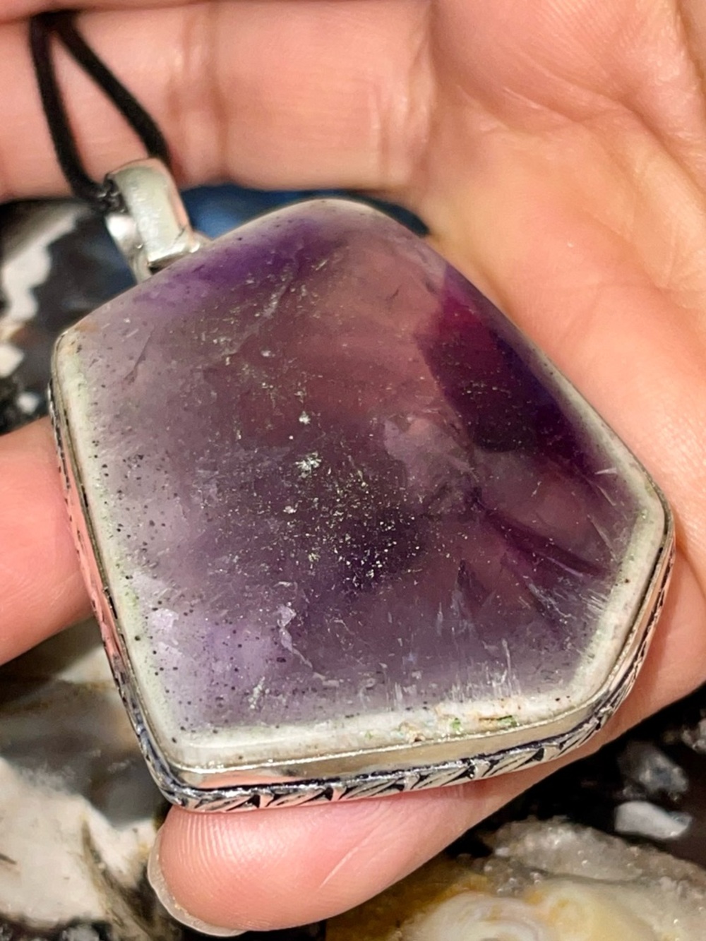 Beautiful Large Auralite Amethyst Pendant 2 1/2” - Picture 6 of 17